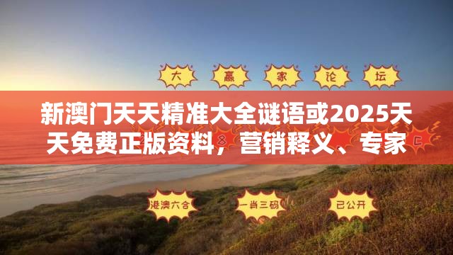 新澳门天天精准大全谜语或2025天天免费正版资料，营销释义、专家解析解释与落实,小心言过其实推广