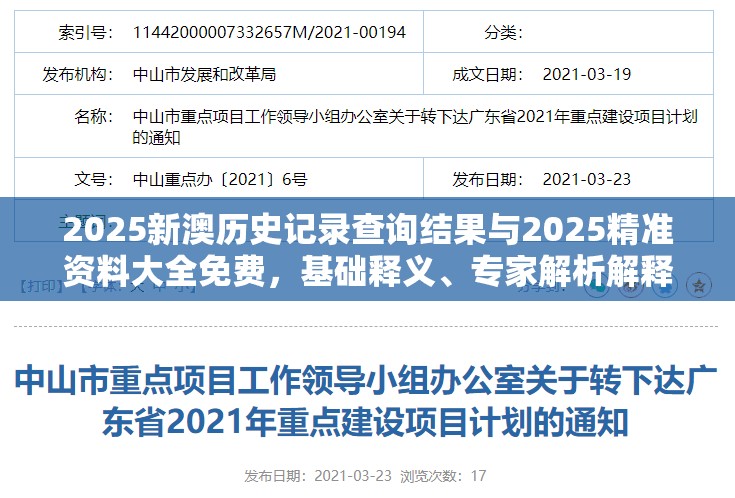 2025新澳历史记录查询结果与2025精准资料大全免费，基础释义、专家解析解释与落实?杜绝虚假诱导词